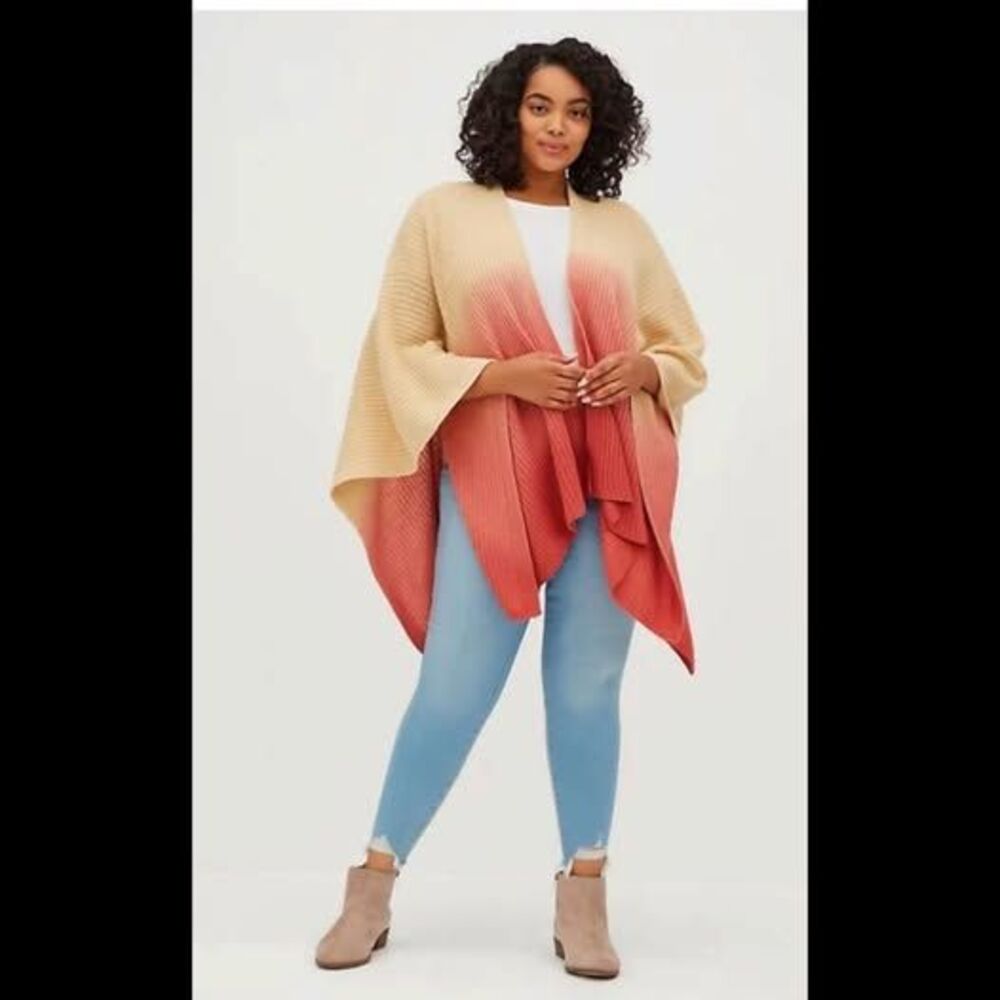 Torrid Dip Dye Ruana Knit Sweater - NWT - One Size Fits Most - Picture 3 of 9